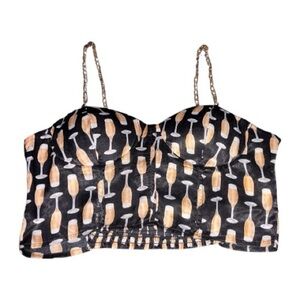 Rabbit Rose Black and Gold Champagne Crop Top